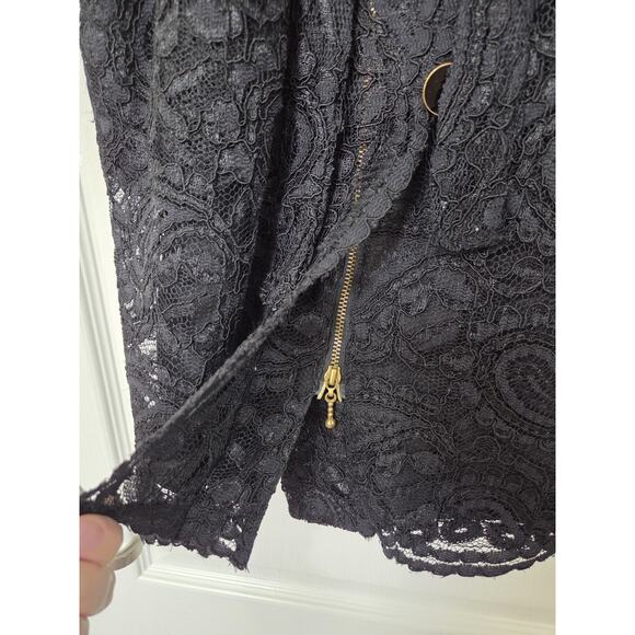 Leifsdottir Anthropologie Black Lace Gothic Romantic Belted Mini Dress, Size 4 - Picture 7 of 14